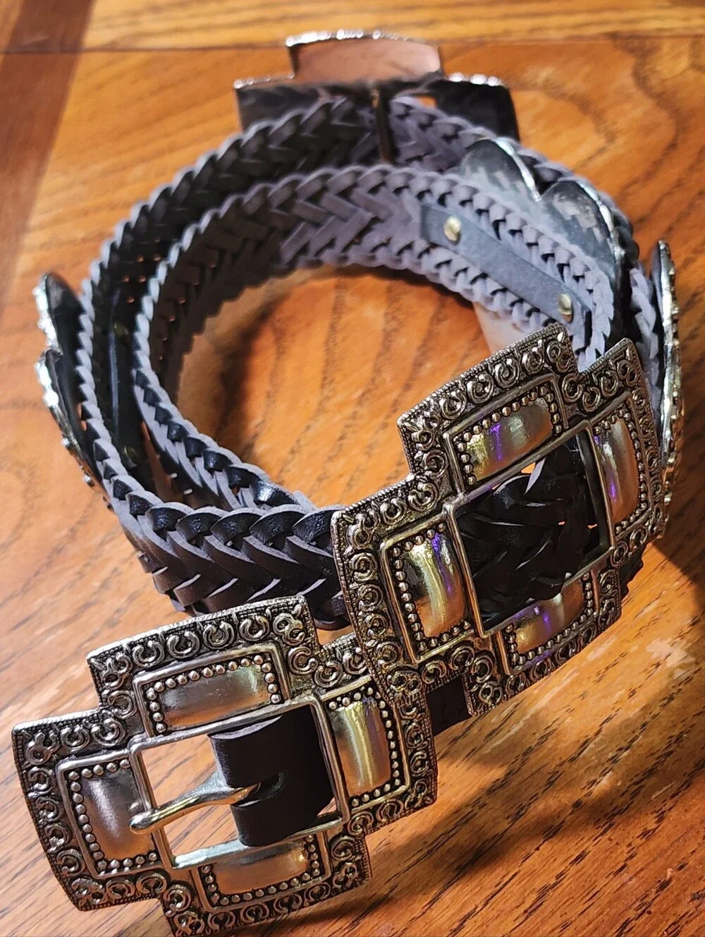 Vintage Southwestern Heart Concho Black Women's Belt Sz M-XL